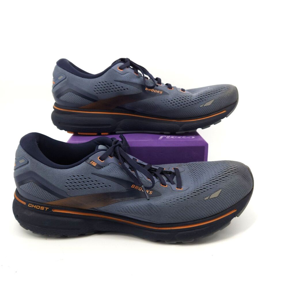 Brooks Ghost 15 Shoes Mens Size 13 EE Wide Blue Orange Athletic Running